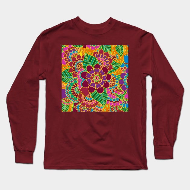 Orange Flower Garden Long Sleeve T-Shirt by HLeslie Design